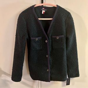 Tommy Hilfiger Teal/Navy Boucle Cardigan sz 6 / M